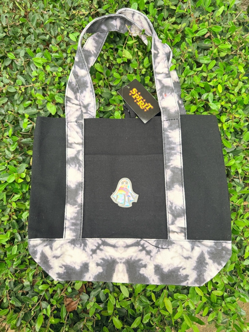 Spirit Black Canvas mini Tote with Gray Tie-Dye Accents